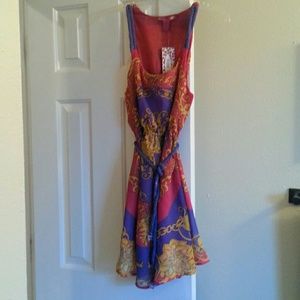 Large lilac and fuschia dress
