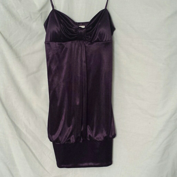 Satin deep purple band dress