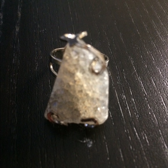 Beautiful natural geode stone ring adjustable