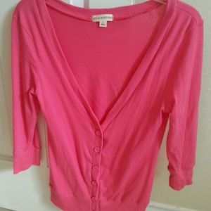 Bright pink 3/4 sleeve cardigan