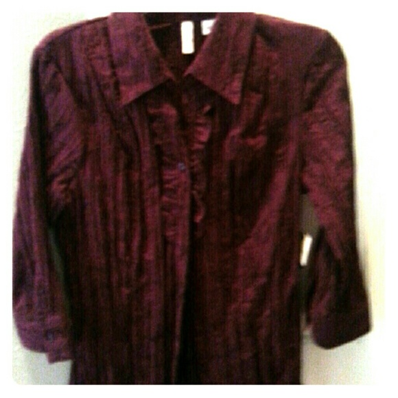 Burgundy button down top