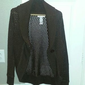 Brown open sweater cover up