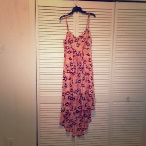 Peach and navy high low dress