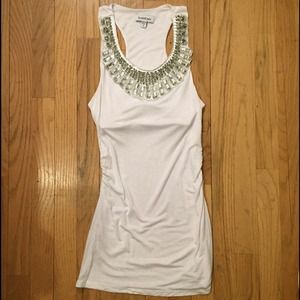 bebe tank white with jeweled collar. Racerback, M.