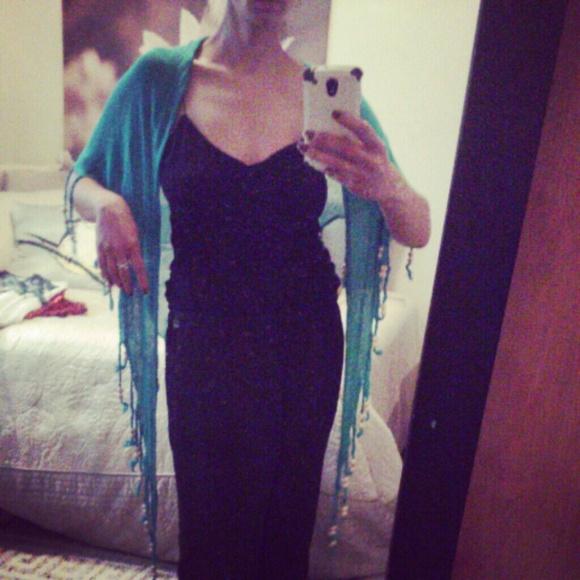 Turquoise boho beaded shall - Picture 2 of 4