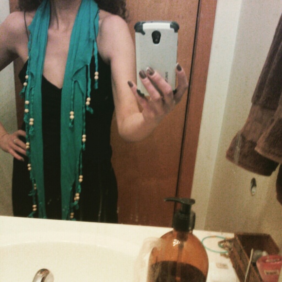 Turquoise boho beaded shall - Picture 3 of 4