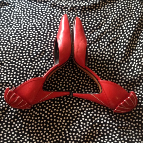 4X🌀HP! ⭐Vintage Italian GAROLINI bow heel pumps - Picture 2 of 4