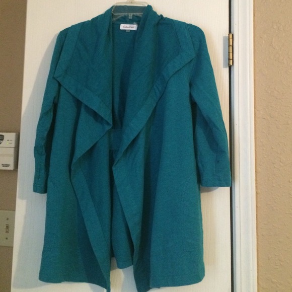 Teal waterfall open cardigan