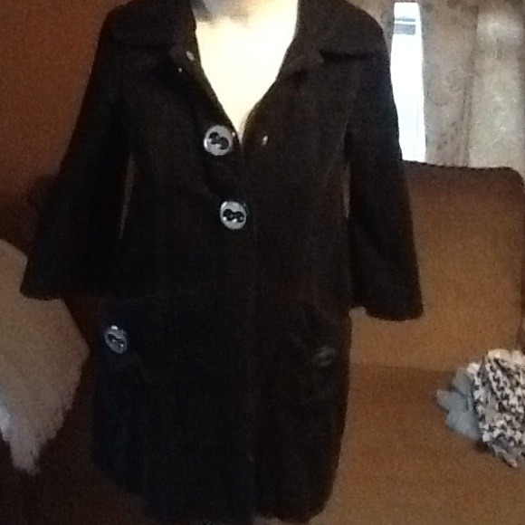 Black Jackie O style corduroy coat