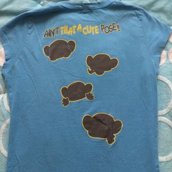 Cute Korean Blue Monkey Shirt/Graphic Tee - Picture 3 of 3