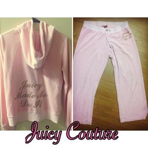 2 piece Pink and gold juicy couture track suit set