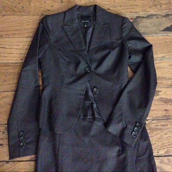 Chocolate brown pinstripe The Limited skirt suit.