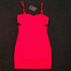 Red Cutout Dress and Black & Gold Statement Bundle