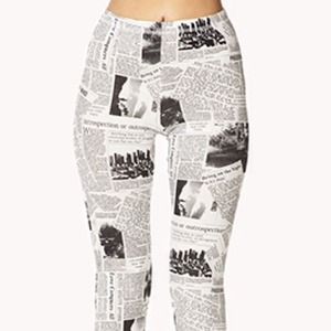 All over newsprint leggings