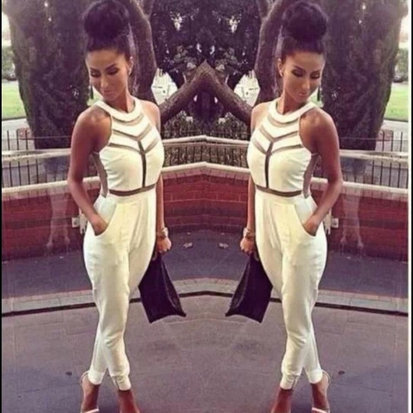 Sexy White Mesh Jumpsuit