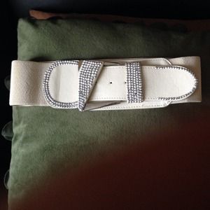 Dark Cream Color Belt with Rhinestones