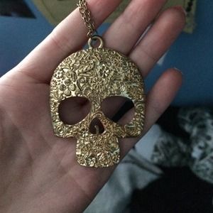 Gold skull necklace