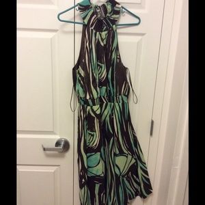 Plus size brown green dress