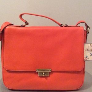Fossil Memoir flap bag, orange, new with tags