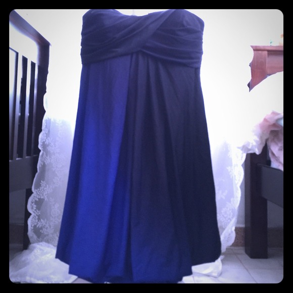 Strapless blue and black dress