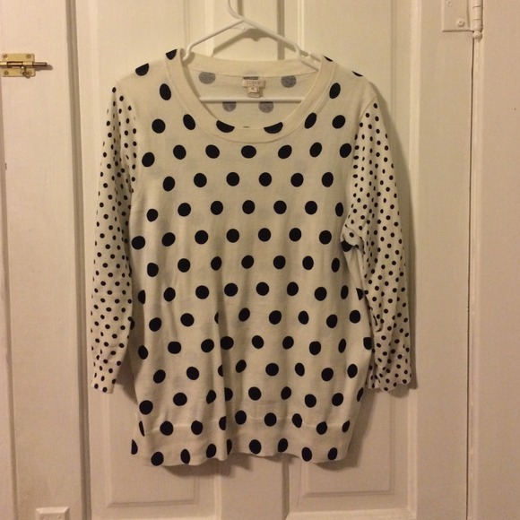 JCrew contrast dot sweater