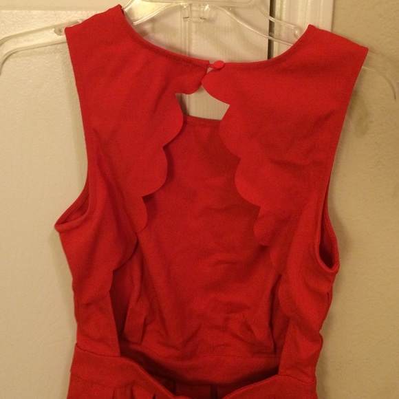 Scalloped Back Red Dress