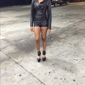 Black leather shorts!