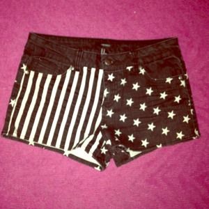 American flag denim shorts