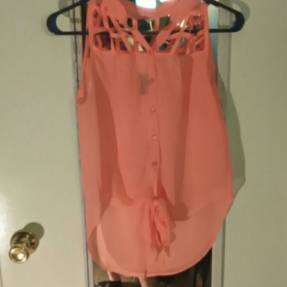 Sheer coral blouse