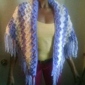Dazzling homemade crochet shawl