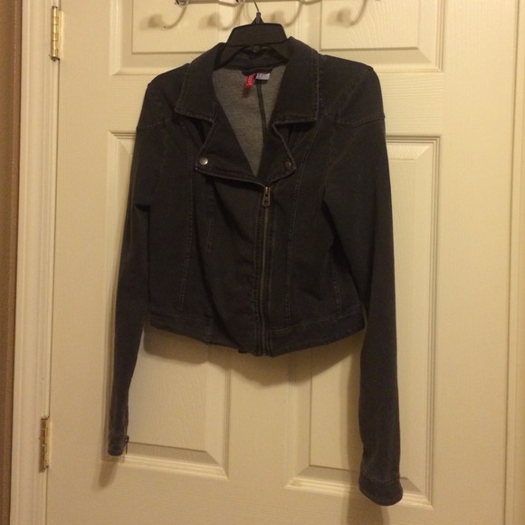 H&M Dark Gray Cotton Moto Jacket