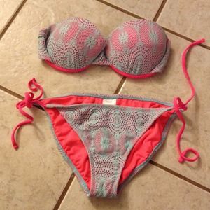 Pink and blue push-up swimsuit