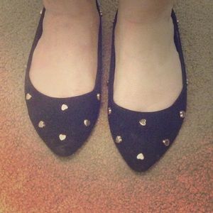 Forever21 Black Gold Heart Ballet Flats