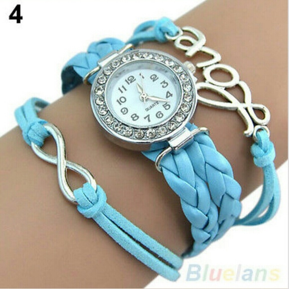 Infinity bracelet love watch blue