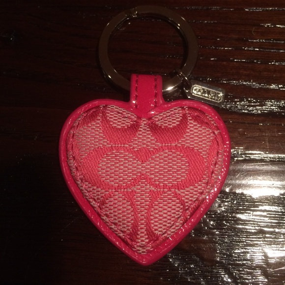 Coach pink heart keychain