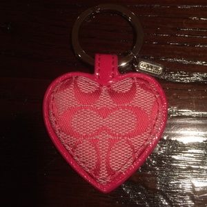 Coach pink heart keychain