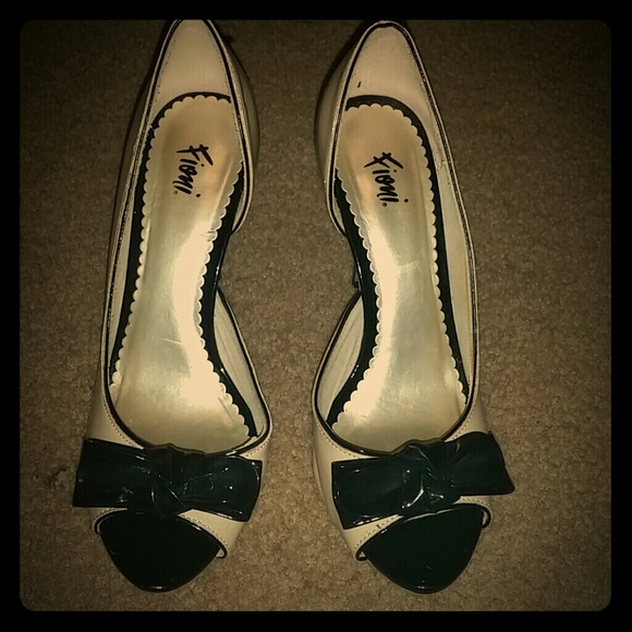 Beige and white heels