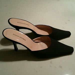 Black backless heels