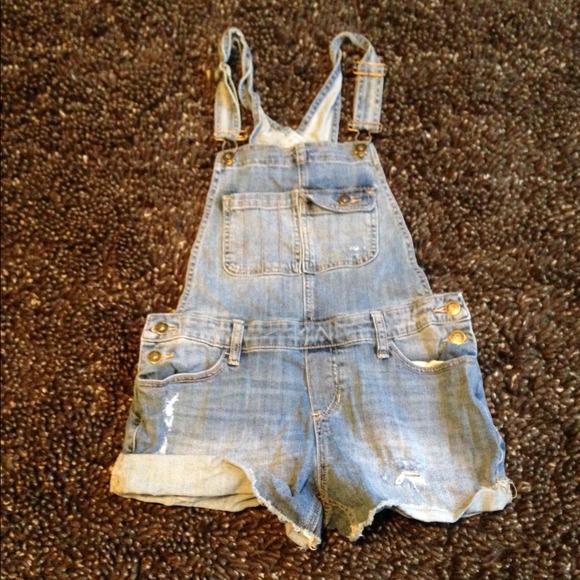 Medium Wash Overall Shorts