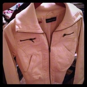 White/beige soft leather coat