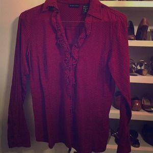 NY and Co. Black and red gingham blouse