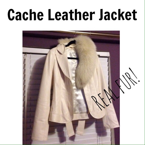 Cache White Leather Jacket w/ Optional Fur Detail