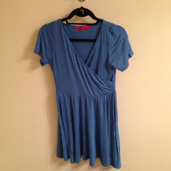 Boohoo Dresses & Skirts - Boohoo Blue Wrap Skater Dress