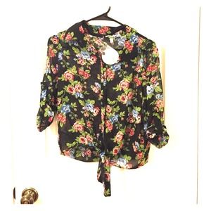 Sheer floral dress shirt