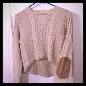 Hi-Low knit sweater with elbow pads