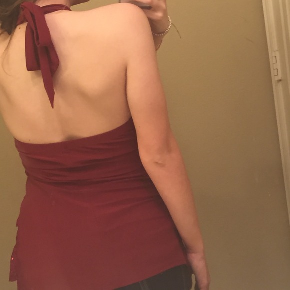 Red Ruffled halter top - Picture 3 of 3