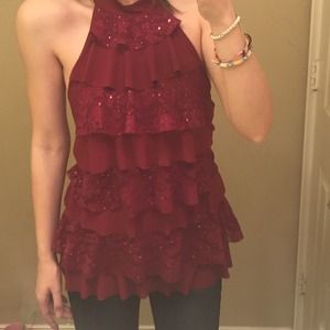 Red Ruffled halter top