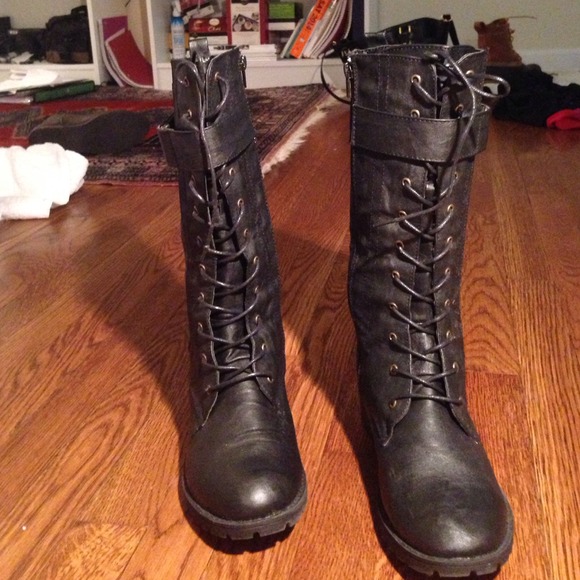 Black Mid Combat Boots