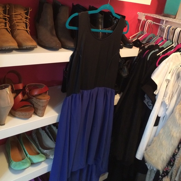 Faux leather high-low dress