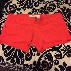 Red Abercrombie and Fitch shorts.